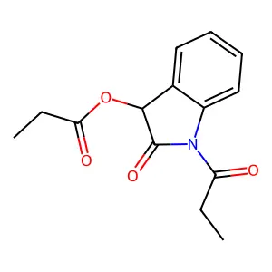 2-Oxo-1-propanoyl-2,3-dihydro-1H-indol-3-yl propanoate structure