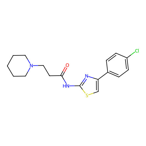 N-[4-(4-chlorophenyl)-1,3-thiazol-2-yl]-3-(piperidin-1-yl)propanamide structure