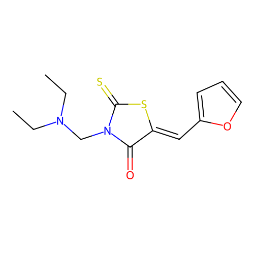 3-((diethylamino)methyl)-5-(2-furylmethylene)-2-thioxo-1,3-t structure