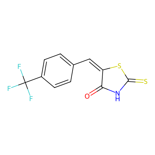 (5E)-2-mercapto-5-[4-(trifluoromethyl)benzylidene]-1,3-thiazol-4(5H)-one structure