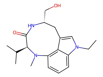 3H-Pyrrolo(4,3,2-gh)-1,4-benzodiazonin-3-one, 8-ethyl-1,2,4,5,6,8-hexahydro-5-(hydroxymethyl)-1-methyl-2-(1-methylethyl)-, (2S,5S)- structure