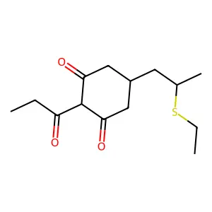 1,3-Cyclohexanedione, 5-(2-(ethylthio)propyl)-2-(1-oxopropyl)- structure
