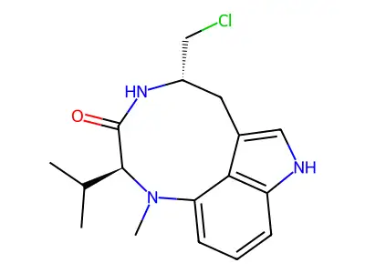 3H-Pyrrolo(4,3,2-gh)-1,4-benzodiazonin-3-one, 5-(chloromethyl)-1,2,4,5,6,8-hexahydro-2-(1-methylethyl)-, (2S-(2R*,5R*))- structure
