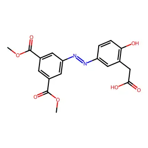 2-Hydroxy-5-((3,5-bis(methoxycarbonyl)phenyl)azo)benzeneacetic acid structure