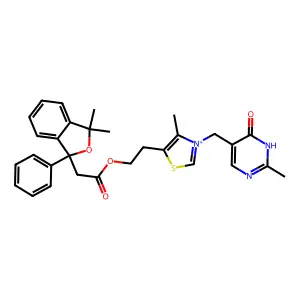 3,3-Dimethyl-1-phenyl-1-phthalylacetic acid oxythiamine ester structure