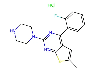 4-(2-Fluorophenyl)-6-methyl-2-(1-piperazinyl)thieno(2,3-d)pyrimidine structure