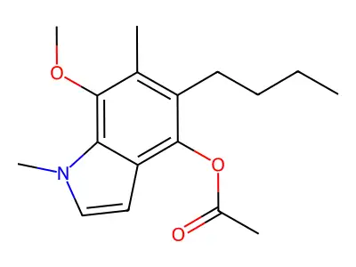(5-Butyl-7-methoxy-1,6-dimethyl-indol-4-yl) acetate structure