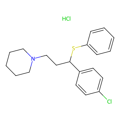 Piperidine, 1-(3-(p-chlorophenyl)-3-(phenylthio)propyl)-, hydrochloride structure