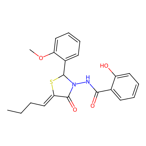 Benzamide, N-(5-butylidene-2-(2-methoxyphenyl)-4-oxo-3-thiazolidinyl)-2-hydroxy- structure