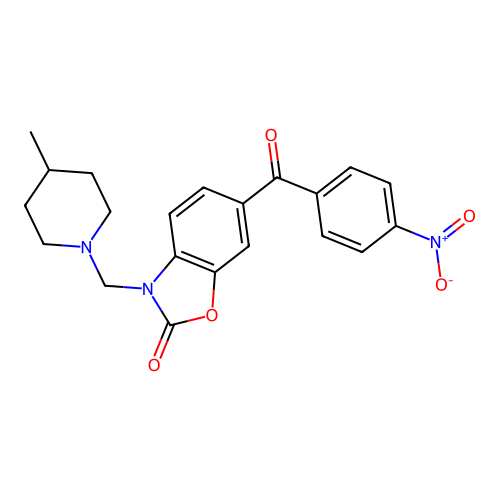 2(3H)-Benzoxazolone, 3-((4-methyl-1-piperidinyl)methyl)-6-(4-nitrobenzoyl)- structure