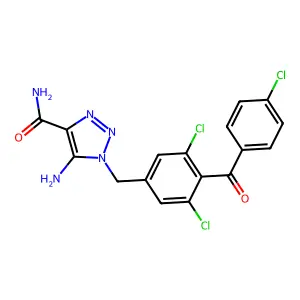 5-氨基-1-[[3,5-二氯-4-(4-氯苯甲酰基)苯基]甲基]三唑-4-甲酰胺 structure