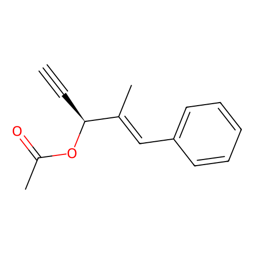 1-Penten-4-yn-3-ol, 2-methyl-1-phenyl-, acetate, (S-(E))- structure