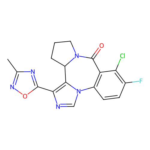 9H-Imidazo(1,5-a)pyrrolo(2,1-c)(1,4)benzodiazepin-9-one, 11,12,13,13a-tetrahydro-8-chloro-7-fluoro-1-(3-methyl-1,2,4-oxadiazol-5-yl)-, (S)- structure