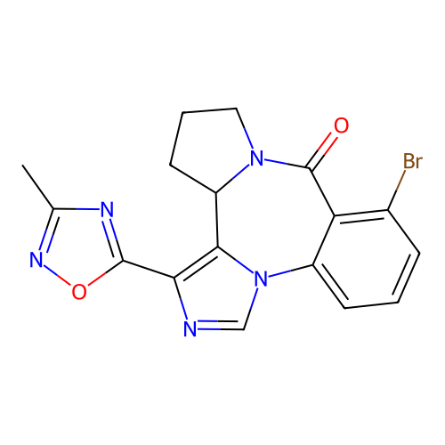 9H-Imidazo(1,5-a)pyrrolo(2,1-c)(1,4)benzodiazepin-9-one, 11,12,13,13a-tetrahydro-8-bromo-1-(3-methyl-1,2,4-oxadiazol-5-yl)-, (S)- structure