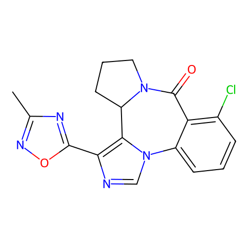9H-Imidazo(1,5-a)pyrrolo(2,1-c)(1,4)benzodiazepin-9-one, 11,12,13,13a-tetrahydro-8-chloro-1-(3-methyl-1,2,4-oxadiazol-5-yl)-, (S)- structure