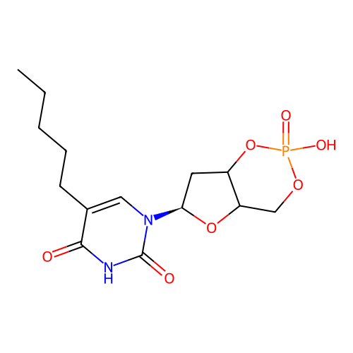 2,4(1H,3H)-Pyrimidinedione, 5-pentyl-1-((6R)-tetrahydro-2-hydroxy-2-oxido-4H-furo(3,2-d)-1,3,2-dioxaphosphorin-6-yl)- structure