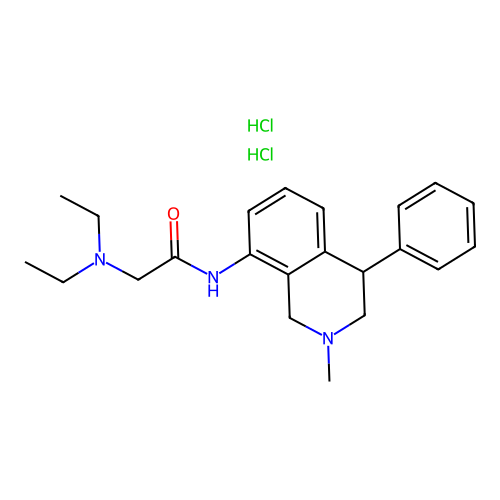 Acetamide, 2-(diethylamino)-N-(1,2,3,4-tetrahydro-2-methyl-4-phenyl-8-isoquinolyl)-, dihydrochloride structure