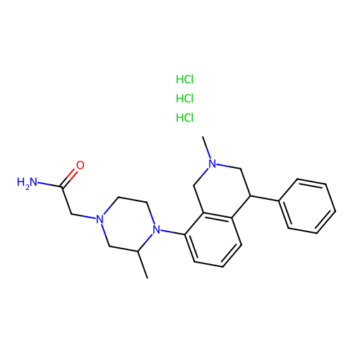 1-Piperazineacetamide, 4-methyl-N-(1,2,3,4-tetrahydro-2-methyl-4-phenyl-8-isoquinolyl)-, trihydrochloride structure
