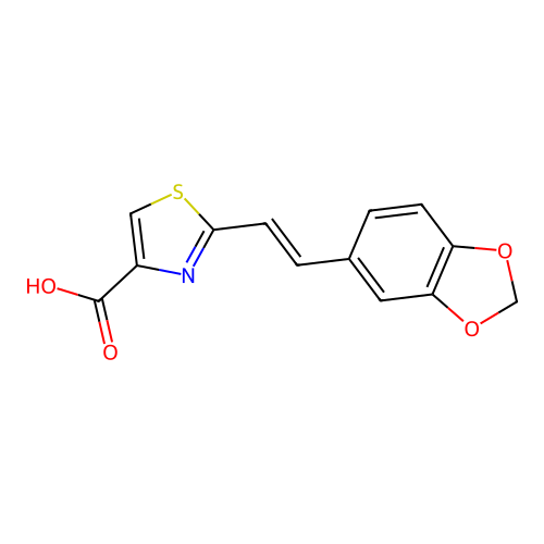 Thiazole-4-carboxylic acid, 2-(3,4-(methylenedioxy)styryl)- structure