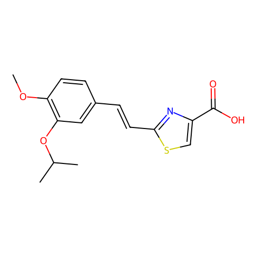 2-[2-(4-Methoxy-3-propan-2-yloxyphenyl)ethenyl]-1,3-thiazole-4-carboxylic acid structure