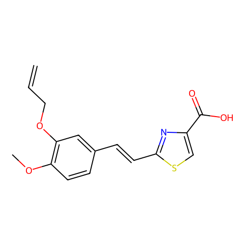 4-Thiazolecarboxylic acid, 2-(2-(4-methoxy-3-(2-propenyloxy)phenyl)ethenyl)- structure