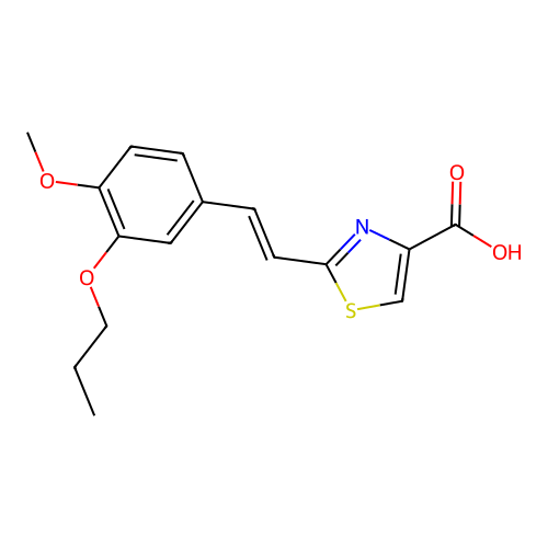 Thiazole-4-carboxylic acid, 2-((4-methoxy-3-propoxy)styryl)- structure