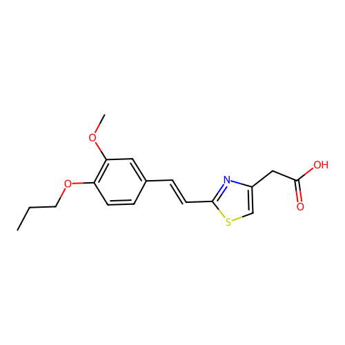 Thiazole-4-acetic acid, 2-((3-methoxy-4-propoxy)styryl)- structure