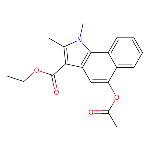 5-Acetoxy-1,2-dimethyl-1H-benzo[g]indole-3-carboxylic acid ethyl ester structure