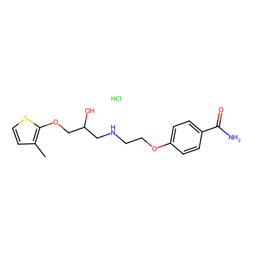 4-(2-((2-Hydroxy-3-((3-methyl-2-thienyl)oxy)propyl)amino)ethoxy)benzamide hydrochloride structure