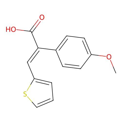(E)-2-(4-methoxyphenyl)-3-thiophen-2-ylprop-2-enoic acid structure