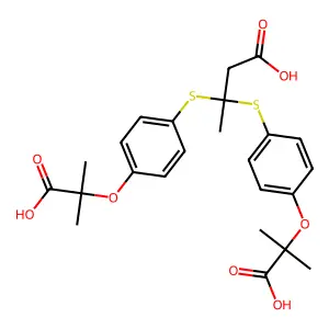 Butyric acid, 3,3-bis((p-(1-carboxy-1-methylethoxy)phenyl)thio)- structure
