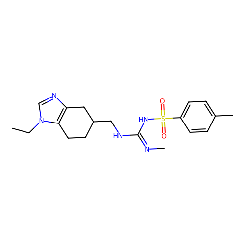 Benzenesulfonamide, N-((((1-ethyl-4,5,6,7-tetrahydro-1H-benzimidazol-5-yl)methyl)amino)(methylamino)methylene)-4-methyl- structure