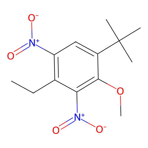 Benzene, 1-(1,1-dimethylethyl)-4-ethyl-2-methoxy-3,5-dinitro- structure