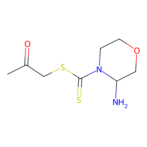 4-Morpholinecarbodithioic acid, acetonyl ester, oxime structure