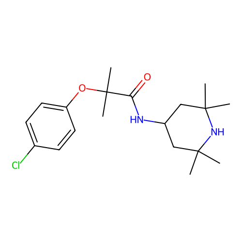 2-(4-chlorophenoxy)-2-methyl-N-(2,2,6,6-tetramethylpiperidin-4-yl)propanamide structure