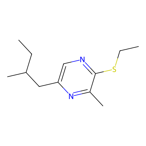2-Ethylthio-3-methyl-5-(2-methylbutyl)pyrazine structure