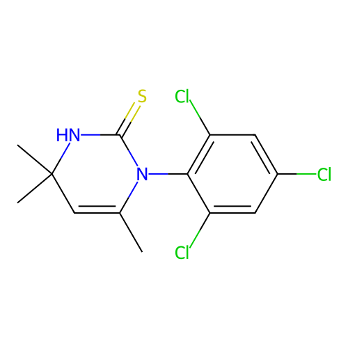 4,4,6-trimethyl-1-(2,4,6-trichlorophenyl)-3,4-dihydropyrimidine-2(1H)-thione structure