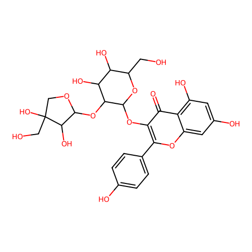 Kaempferol 3-[apiosyl-(1->2)-galactoside] structure