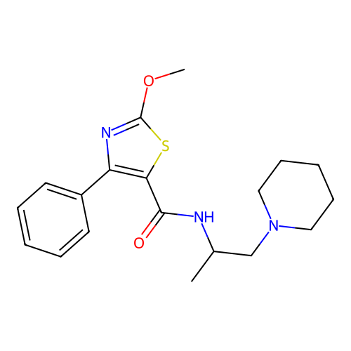 5-Thiazolecarboxamide, 2-methoxy-N-(1-methyl-2-(1-piperidinyl)ethyl)-4-phenyl- structure