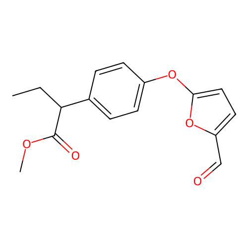 Benzeneacetic acid, alpha-ethyl-4-((5-formyl-2-furanyl)oxy)-, methyl ester structure