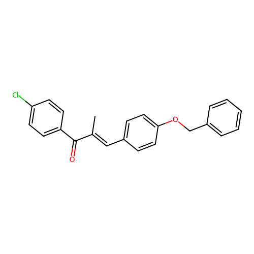 (E)-1-(4-chlorophenyl)-2-methyl-3-(4-phenylmethoxyphenyl)prop-2-en-1-one structure