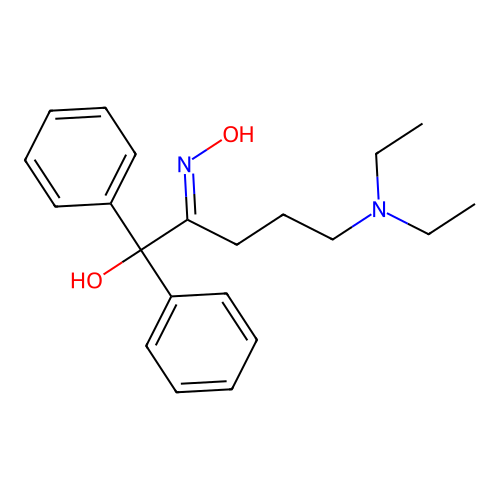 (2E)-5-(diethylamino)-2-(hydroxyimino)-1,1-diphenylpentan-1-ol structure
