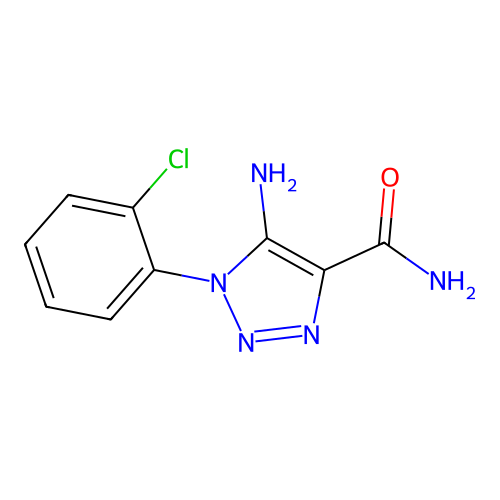 5-Amino-1-(2-chlorophenyl)triazole-4-carboxamide structure