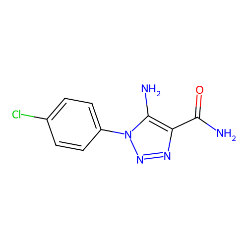 5-amino-1-(4-chlorophenyl)-1H-1,2,3-triazole-4-carboxamide structure