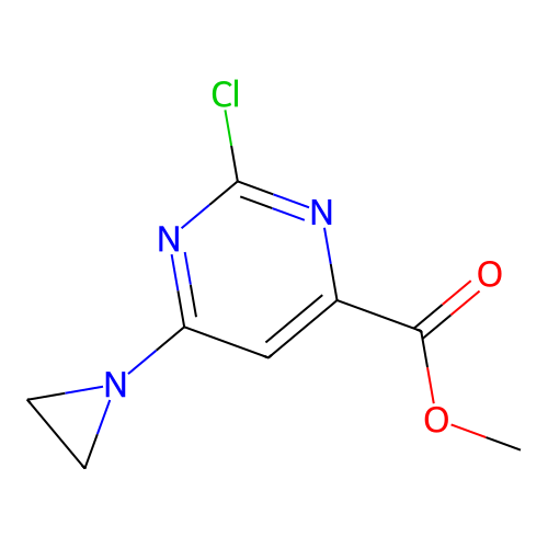 Methyl 6-(aziridin-1-yl)-2-chloropyrimidine-4-carboxylate structure