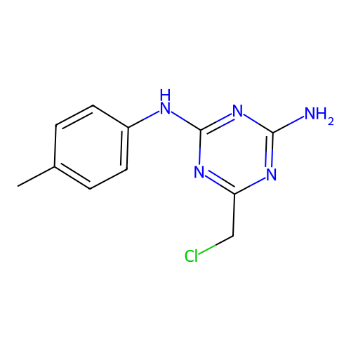 6-(chloromethyl)-N-(4-methylphenyl)-1,3,5-triazine-2,4-diamine structure