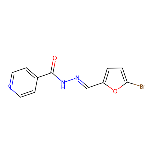 N-[(E)-(5-bromofuran-2-yl)methylideneamino]pyridine-4-carboxamide structure