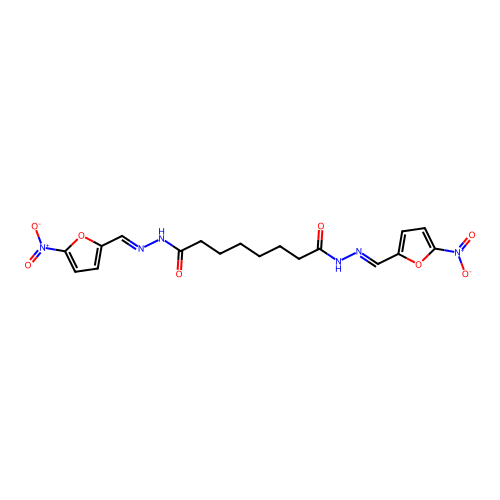 Suberic acid, bis((5-nitrofurfurylidene)hydrazide) structure