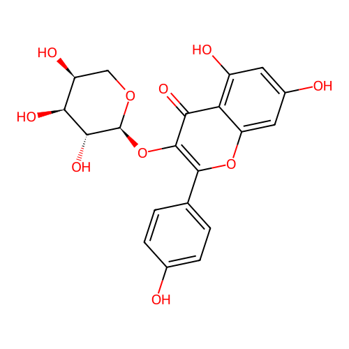 Kaempferol 3-alpha-L-arabinopyranoside structure