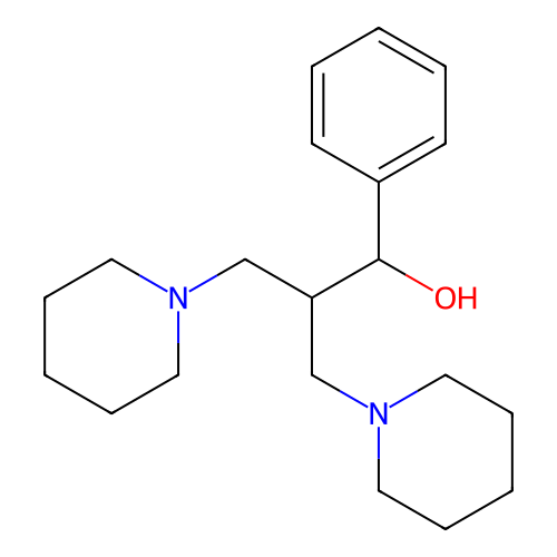 1-Phenyl-3-(piperidin-1-yl)-2-(piperidin-1-ylmethyl)propan-1-ol structure